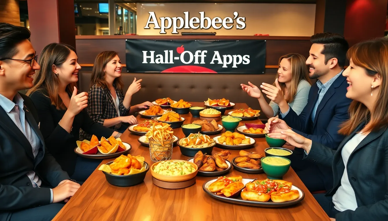 friends enjoying half-price appetizers at Applebee's.